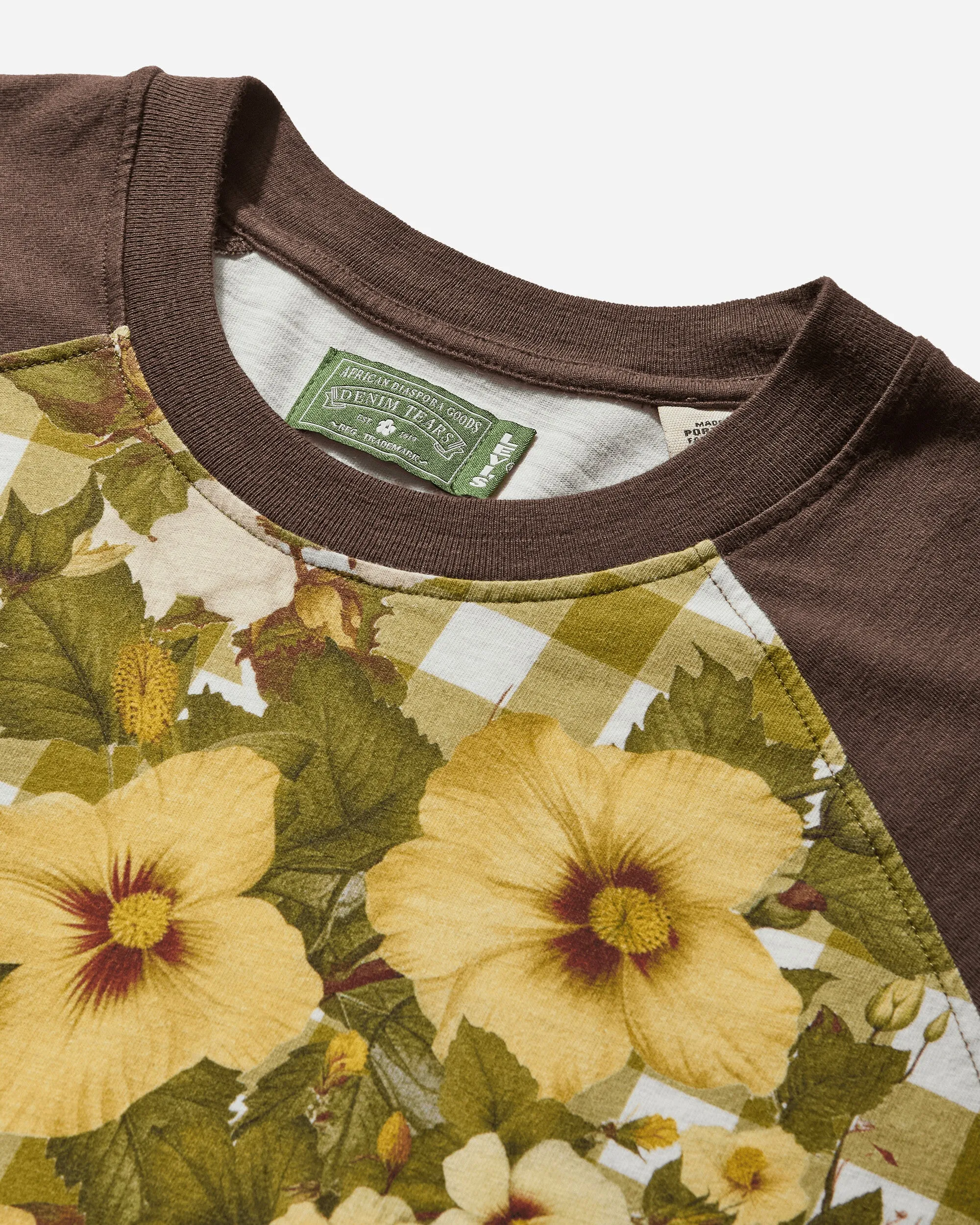 Men's Denim Tears Baseball T-Shirt Floral Gingham Gold