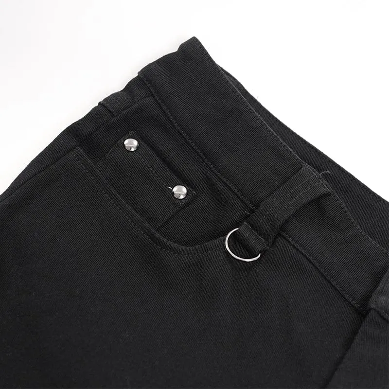 Men's Gothic Eyelets Chains Studs Trousers