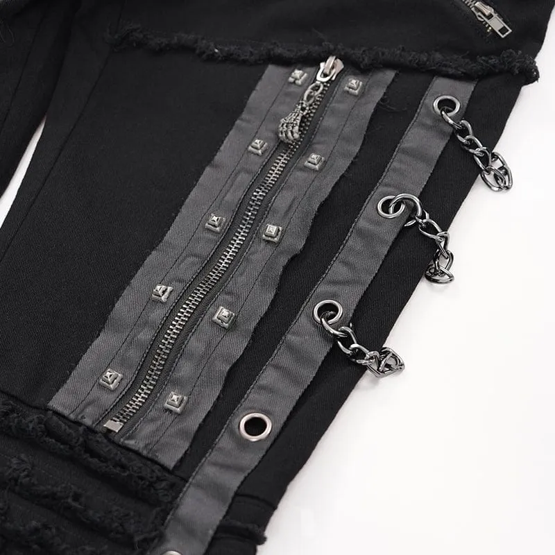 Men's Gothic Eyelets Chains Studs Trousers