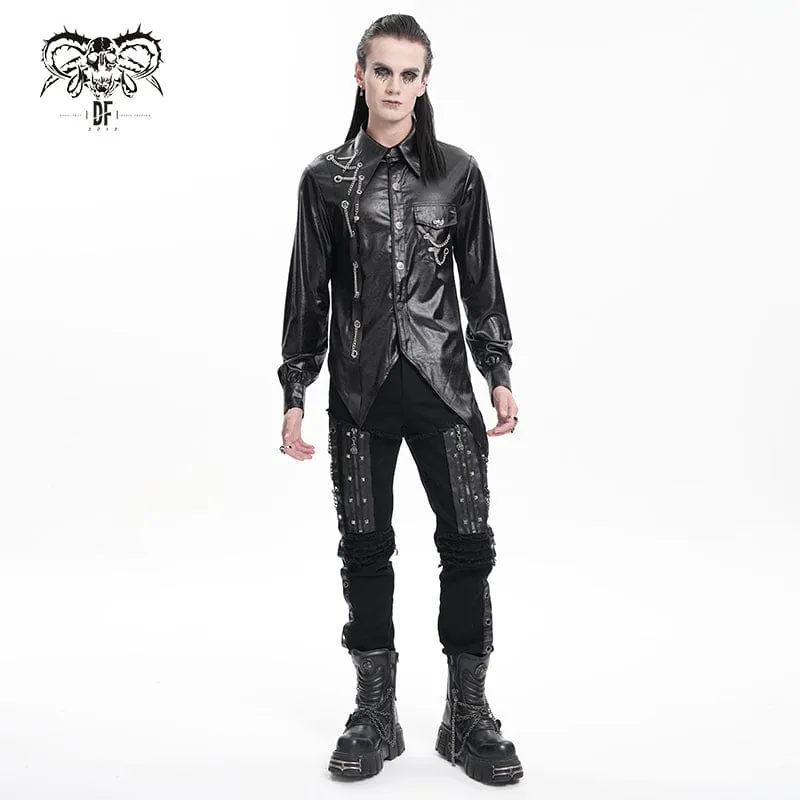 Men's Gothic Eyelets Chains Studs Trousers