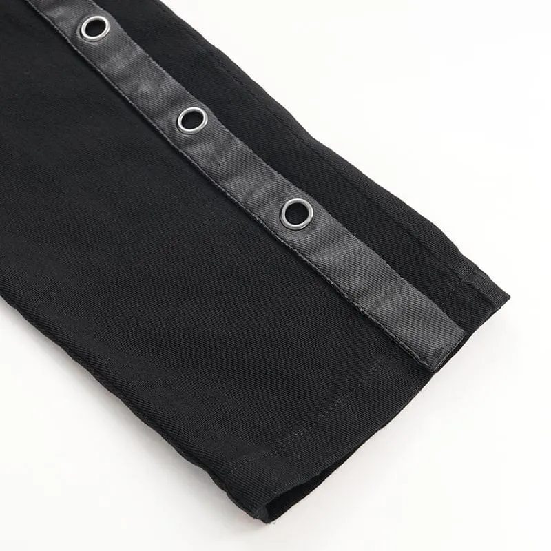 Men's Gothic Eyelets Chains Studs Trousers