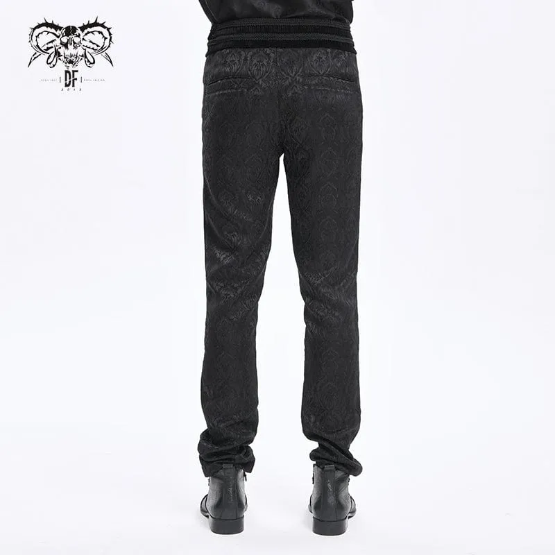Men's Gothic Floral Branded Zip Trousers