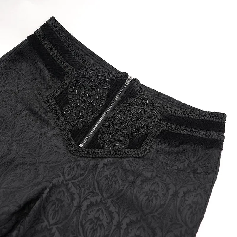 Men's Gothic Floral Branded Zip Trousers