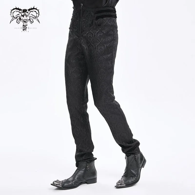 Men's Gothic Floral Branded Zip Trousers