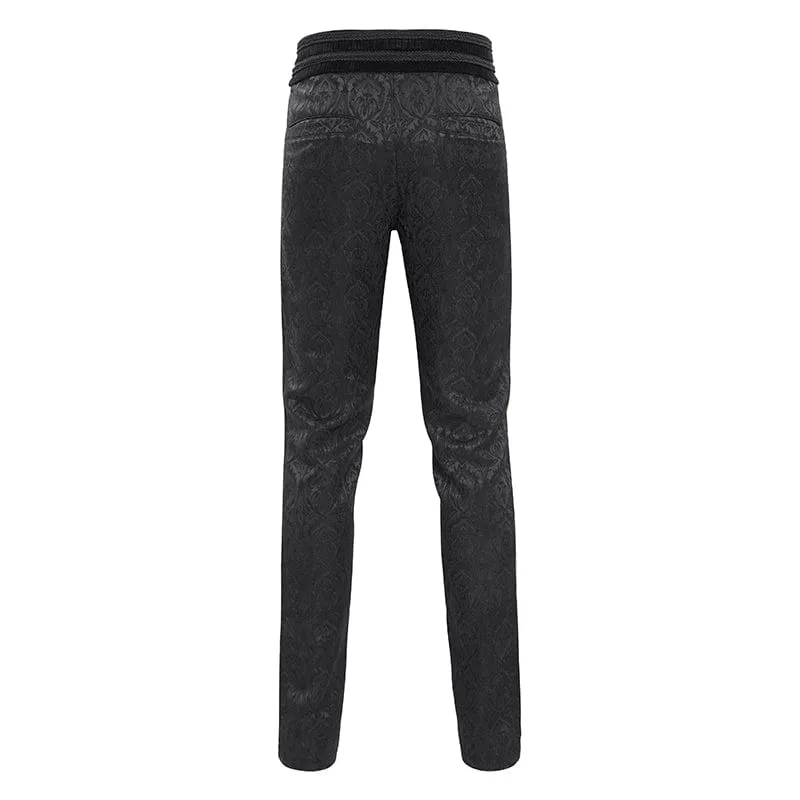 Men's Gothic Floral Branded Zip Trousers