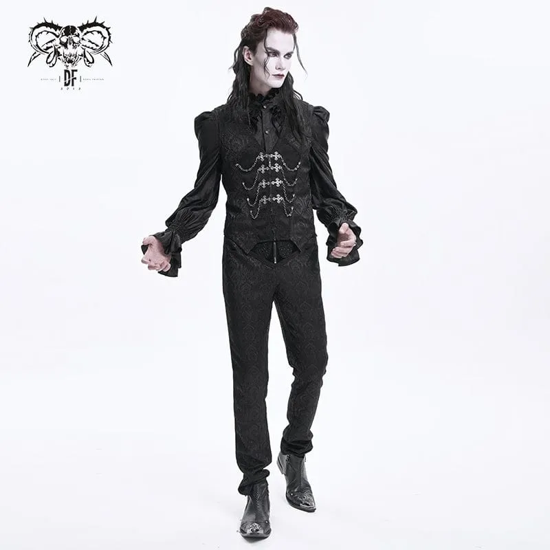 Men's Gothic Floral Branded Zip Trousers