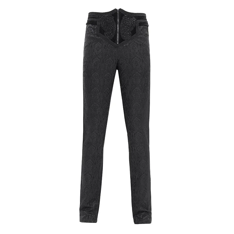 Men's Gothic Floral Branded Zip Trousers