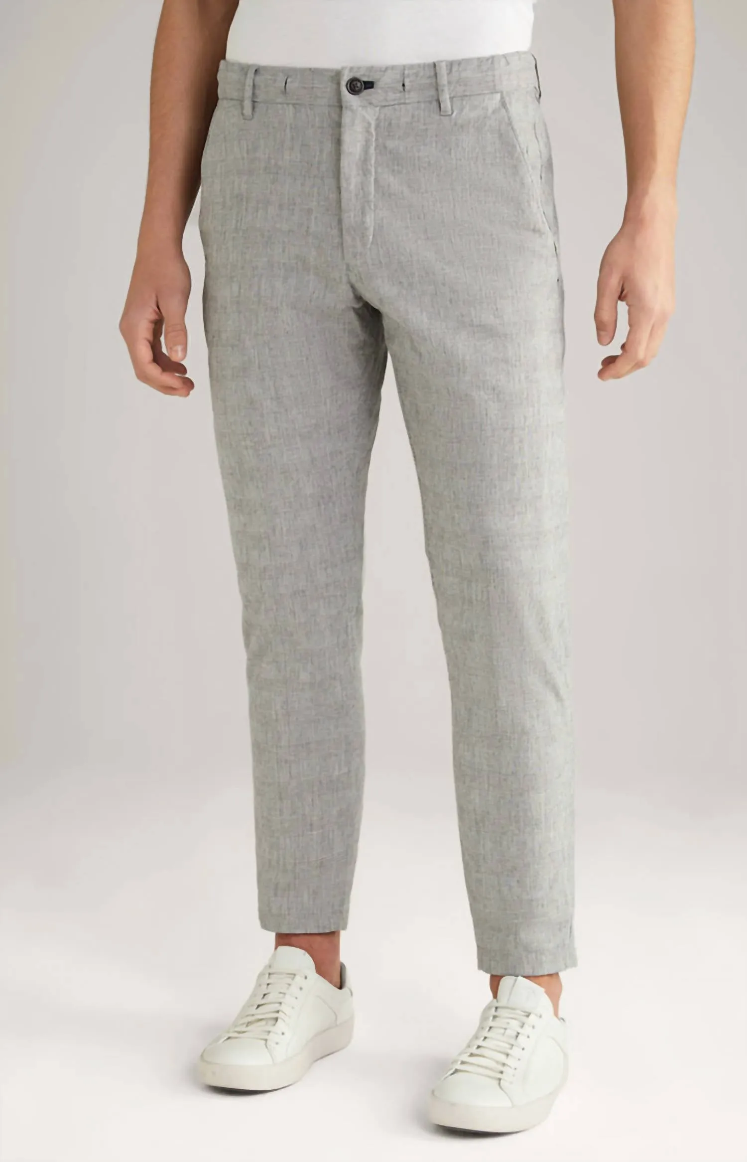 Men's Maxton Cotton Glen Plaid Drawstring Trouser In Light Grey