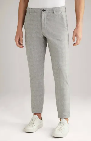 Men's Maxton Cotton Glen Plaid Drawstring Trouser In Light Grey