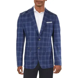 Mens Plaid Wool Two-Button Blazer