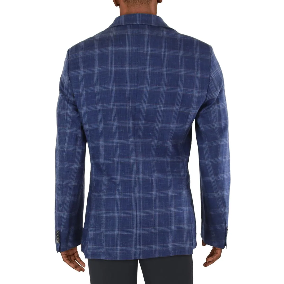 Mens Plaid Wool Two-Button Blazer