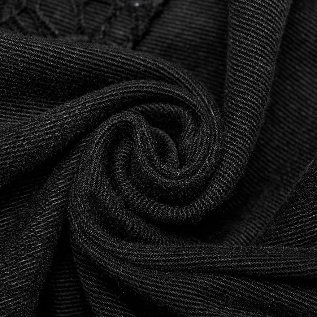 Men's Punk Mesh Splice Strap Pants