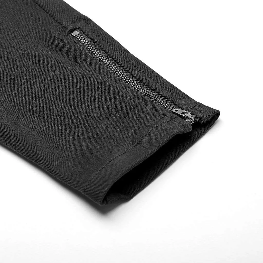 Men's Punk Metal Button Net Cloth Breeches