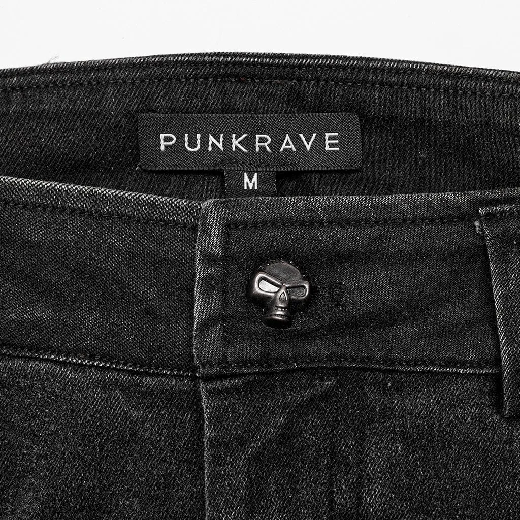 Men's Punk Patch Splice Distressed Pants