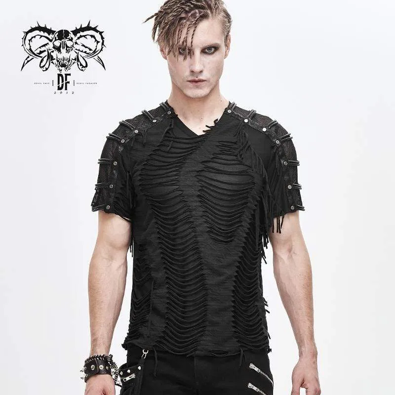 Men's Punk Ripped Mesh T-shirts