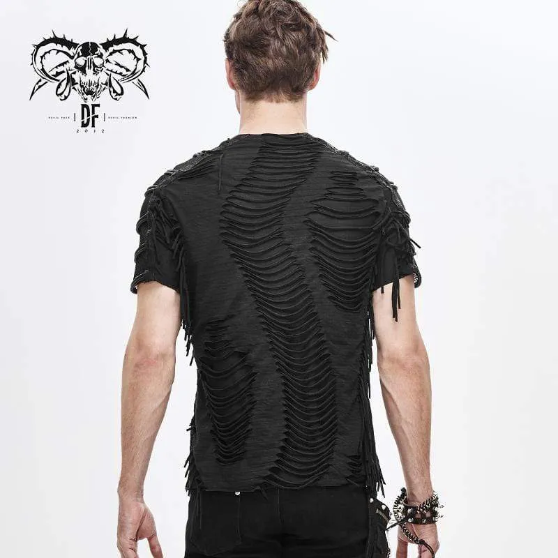 Men's Punk Ripped Mesh T-shirts