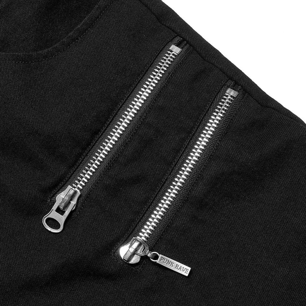 Men's Punk Ripped Zipper Straight Pants