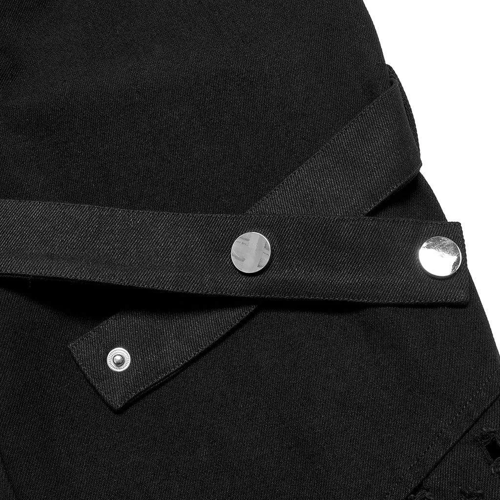 Men's Punk Ripped Zipper Straight Pants