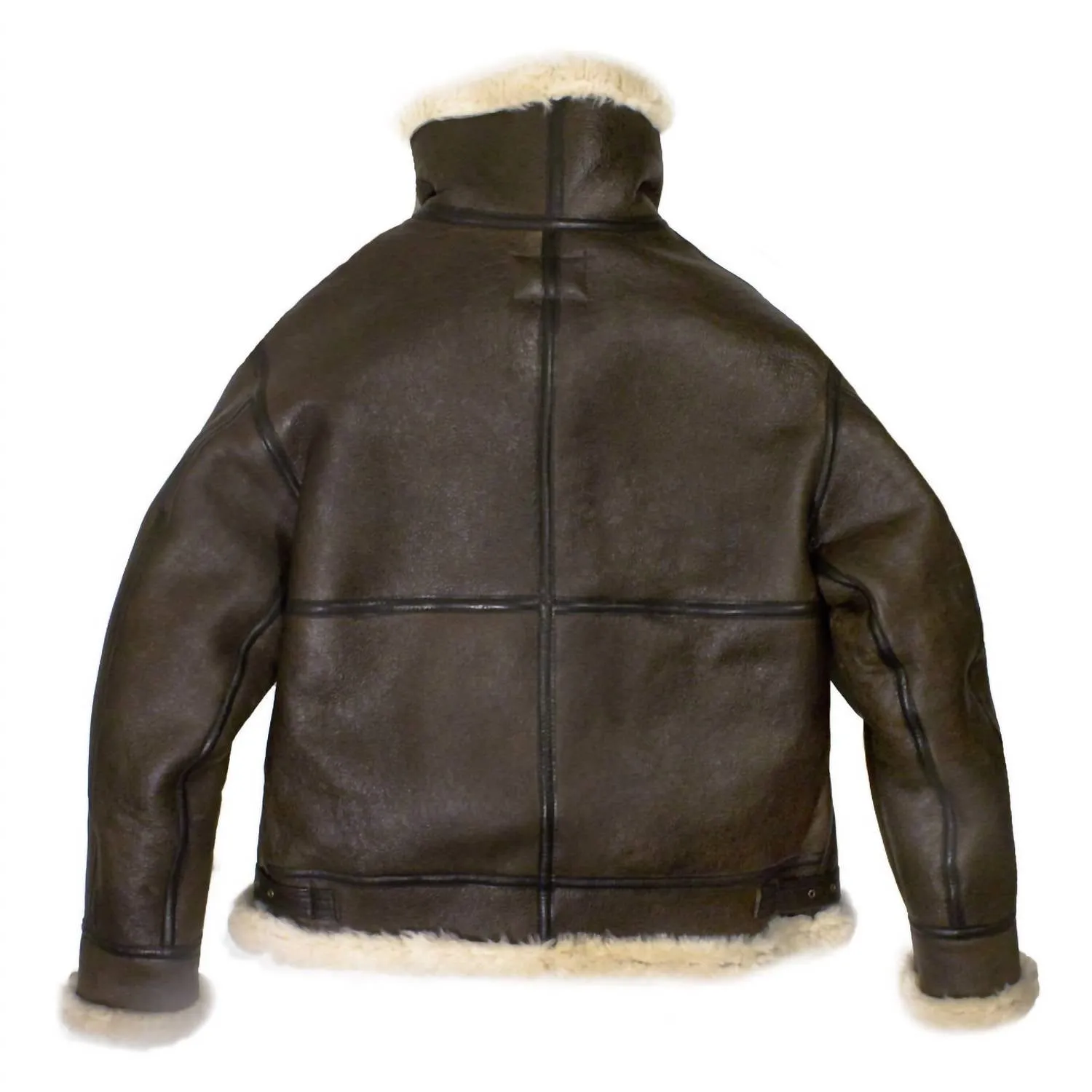 Mens Sheepskin Bomber Coat In Brown Leather