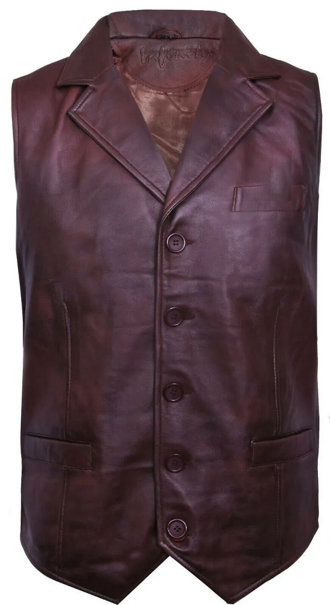 Mens Smart Classic Leather Waistcoat-Bristol