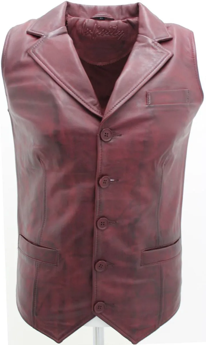 Mens Smart Classic Leather Waistcoat-Bristol