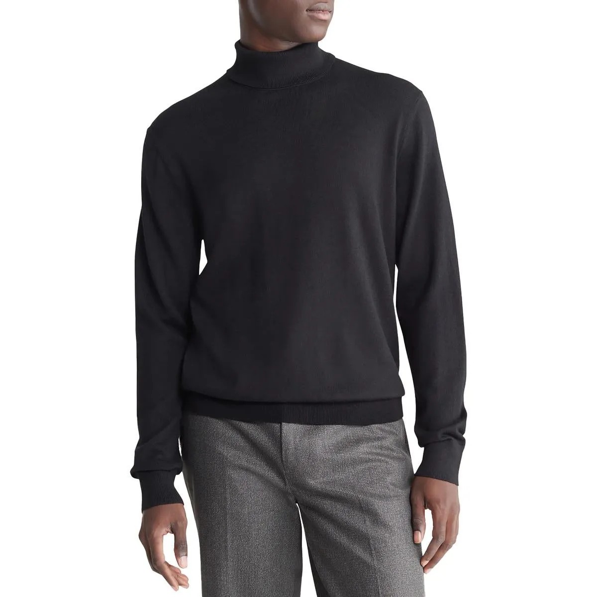 Mens Solid Knit Turtleneck Sweater
