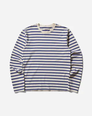 Men's Stripe Jersey Longsleeve T-Shirt (Profile Rainbowy Patch) Ecru / Blue