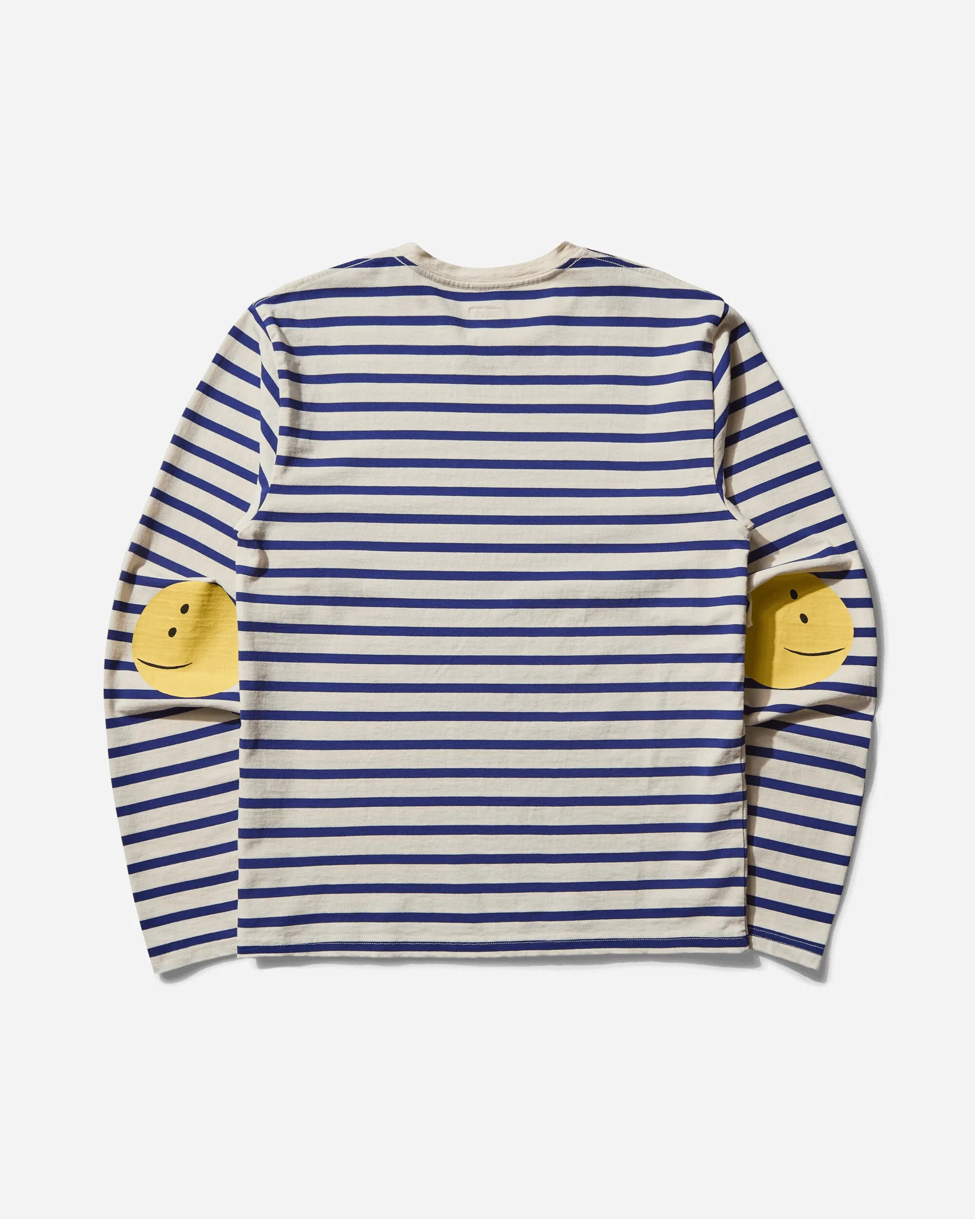 Men's Stripe Jersey Longsleeve T-Shirt (Profile Rainbowy Patch) Ecru / Blue
