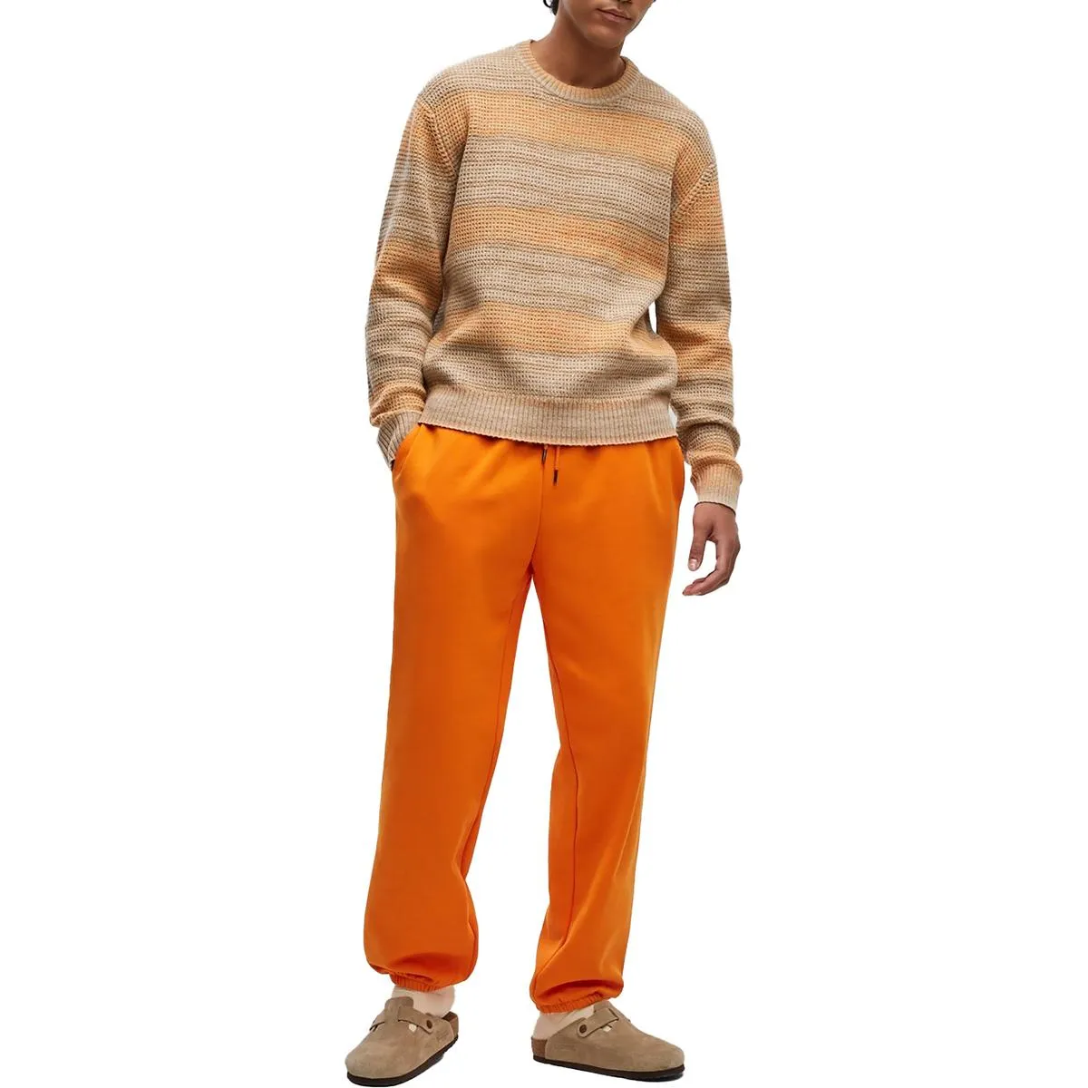 Mens Striped Knit Pullover Sweater
