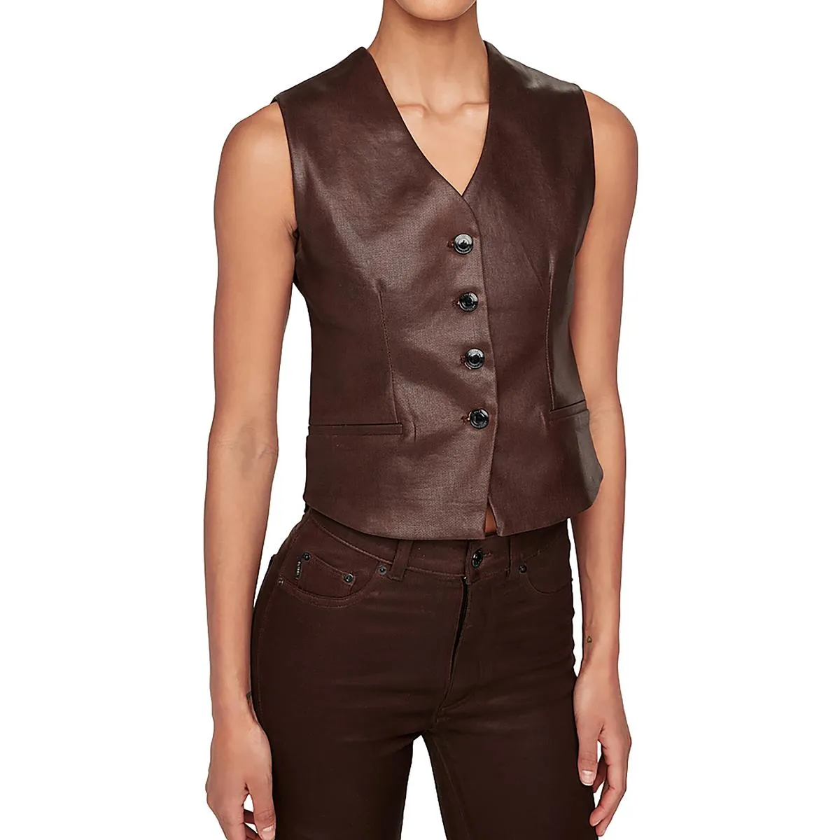 Mens Tencel Blend Coated Casual Vest