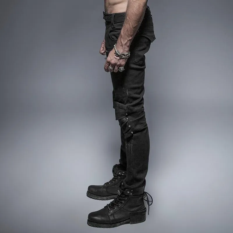 Men's Unique Armor Knee Men's Washing Jeans