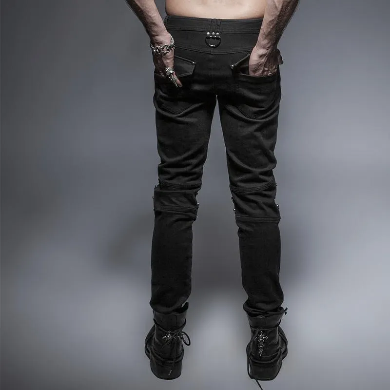 Men's Unique Armor Knee Men's Washing Jeans