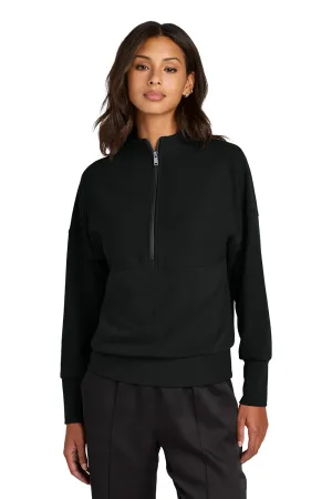 Mercer Mettle Womens Linear Texture Odor Resistant 1/4 Zip Sweatshirt - Deep Black