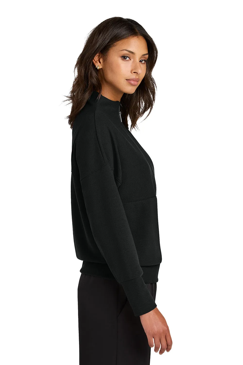 Mercer Mettle Womens Linear Texture Odor Resistant 1/4 Zip Sweatshirt - Deep Black