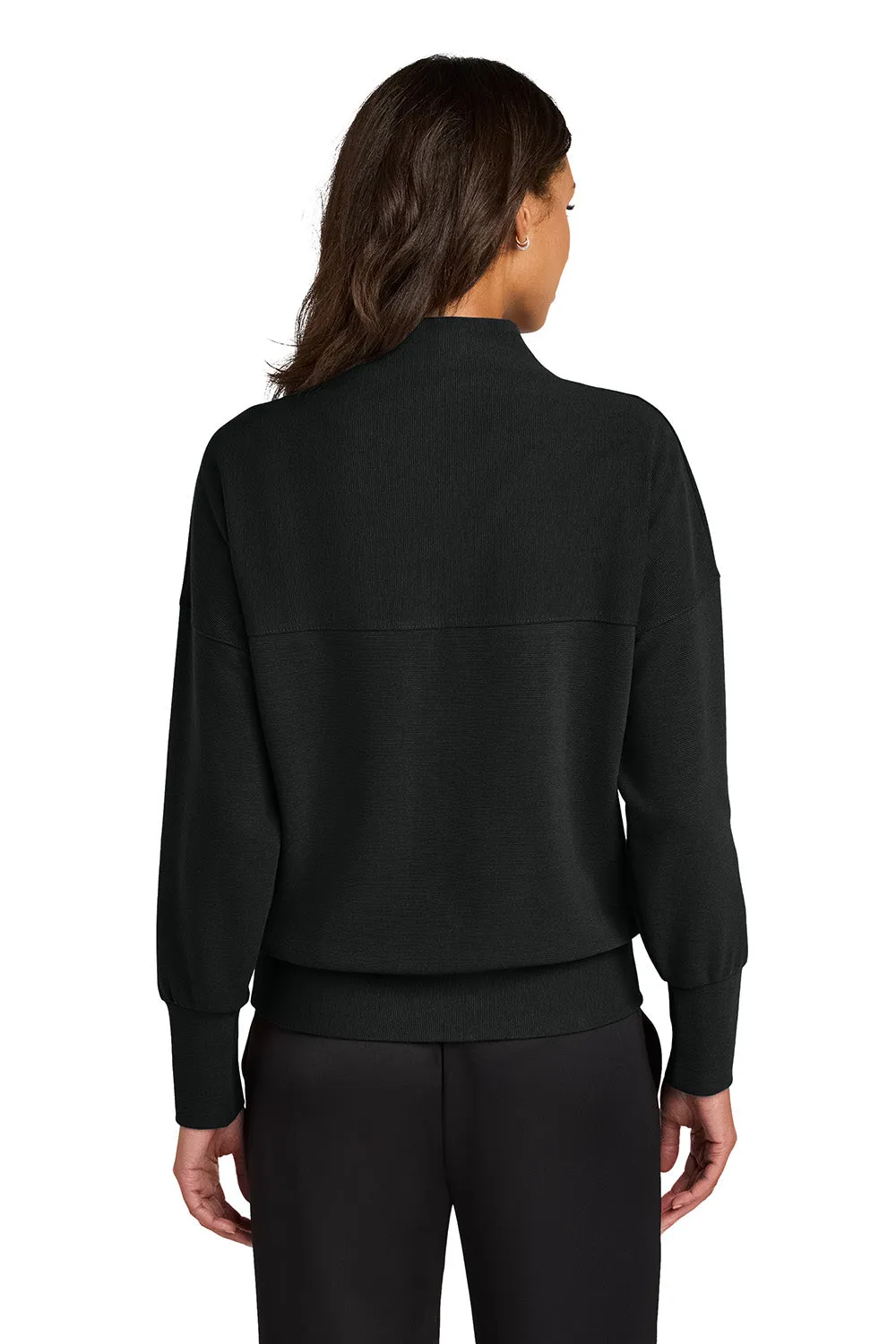 Mercer Mettle Womens Linear Texture Odor Resistant 1/4 Zip Sweatshirt - Deep Black