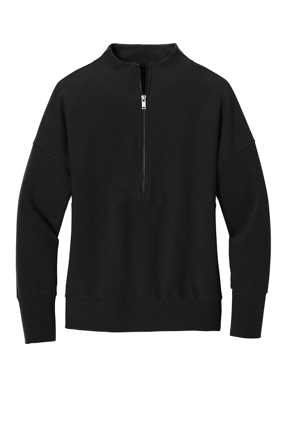 Mercer Mettle Womens Linear Texture Odor Resistant 1/4 Zip Sweatshirt - Deep Black
