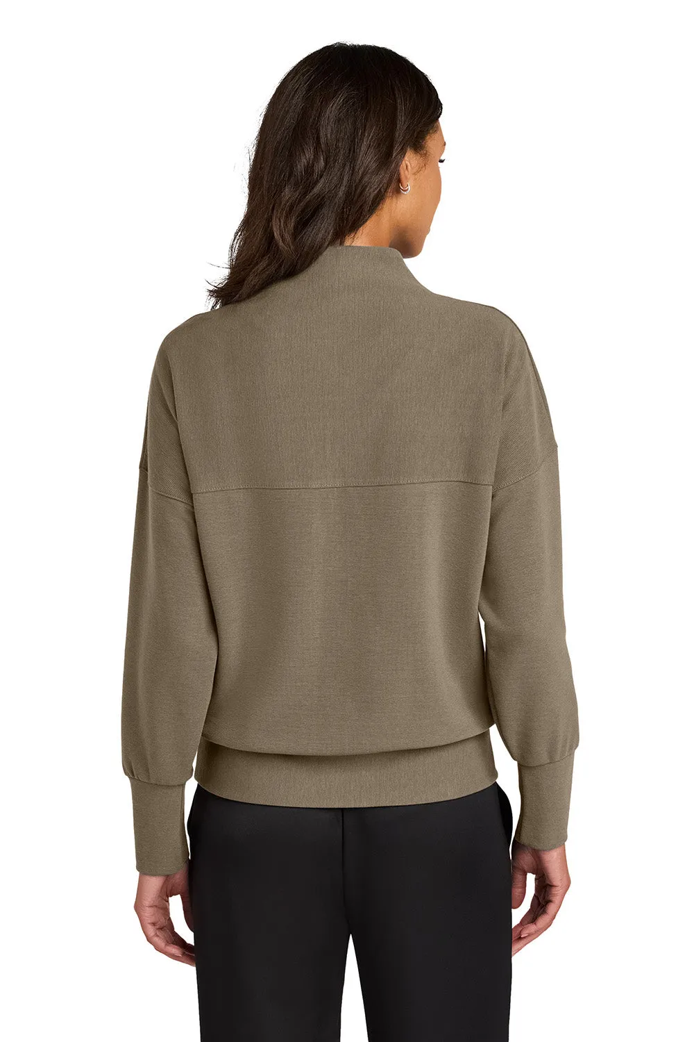 Mercer Mettle Womens Linear Texture Odor Resistant 1/4 Zip Sweatshirt - Warm Taupe Brown
