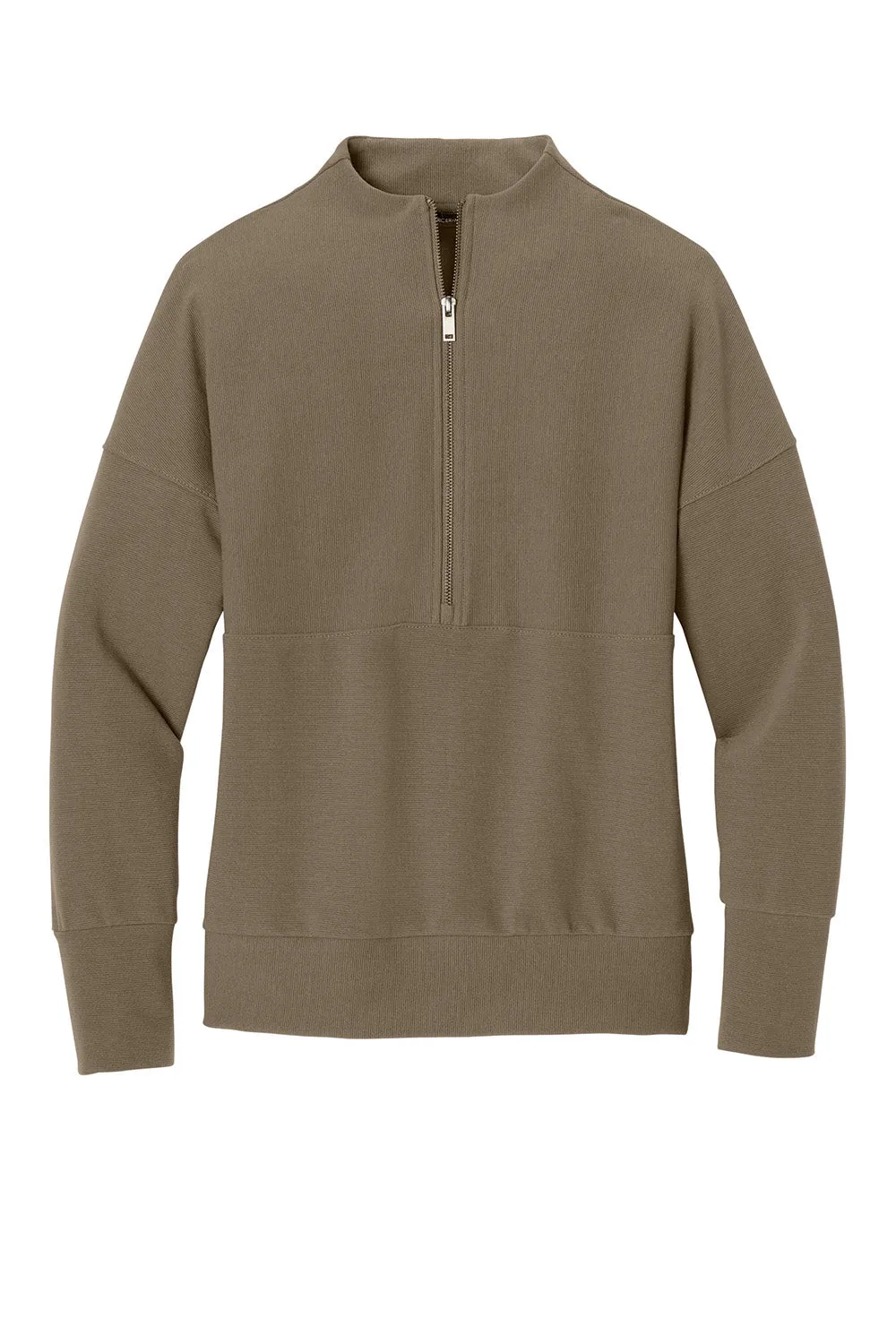 Mercer Mettle Womens Linear Texture Odor Resistant 1/4 Zip Sweatshirt - Warm Taupe Brown