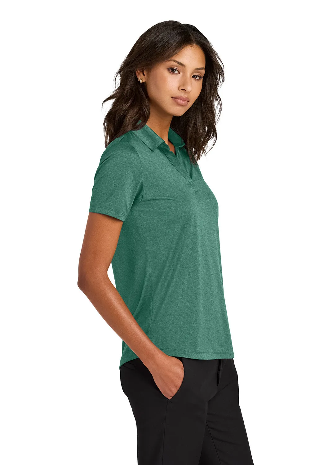 Mercer Mettle Womens Recharge Moisture Wicking Short Sleeve Polo Shirt - Heather Sage Green