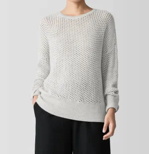 Merino Crew Neck Top In Sea Salt