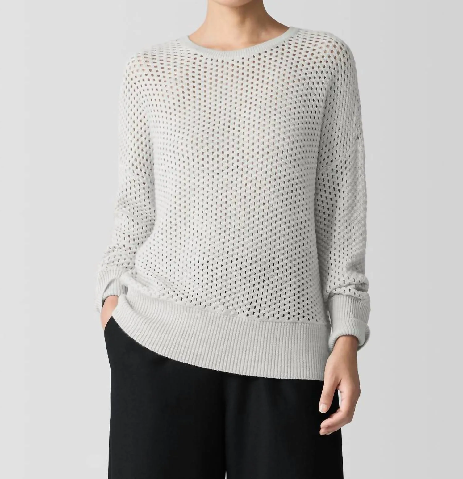 Merino Crew Neck Top In Sea Salt