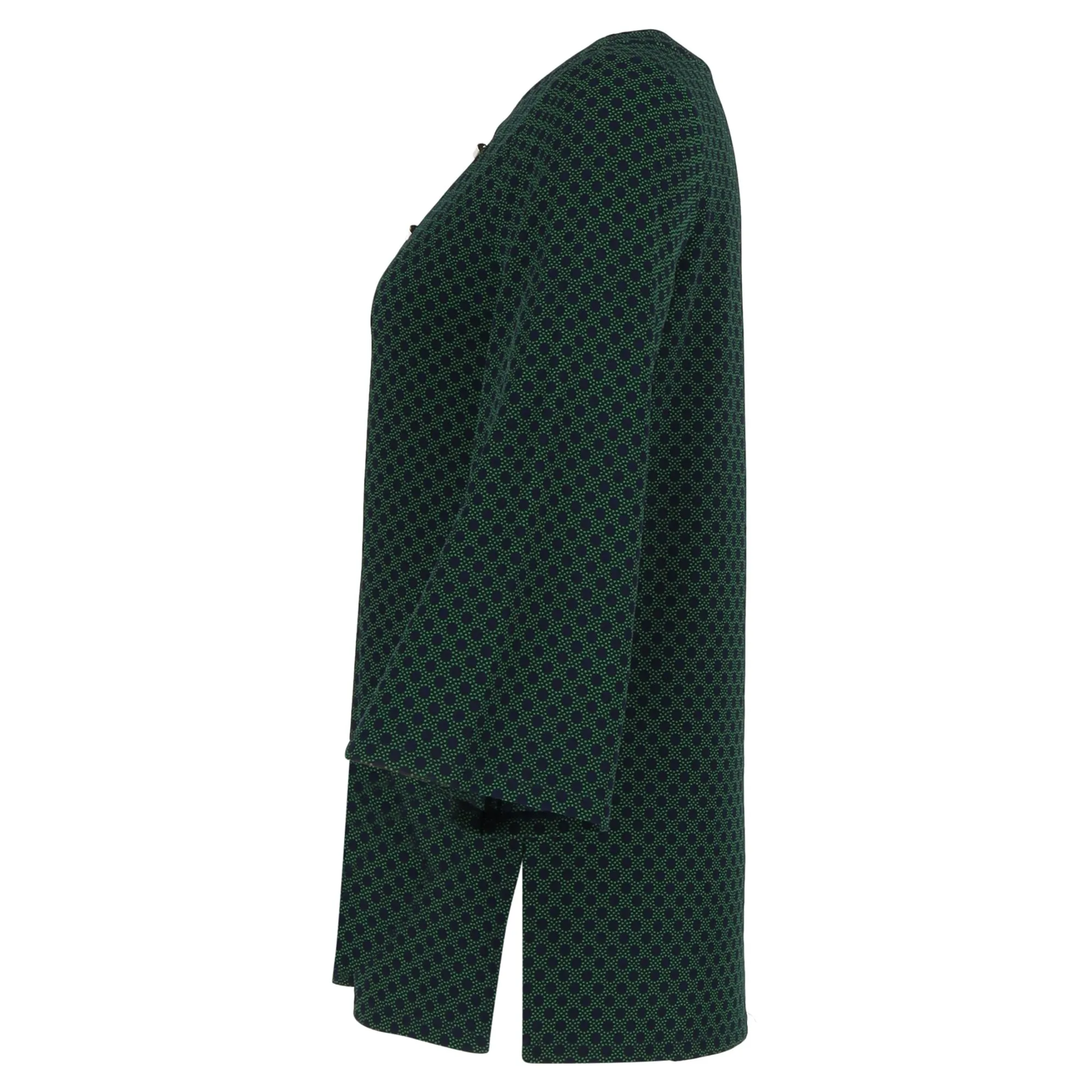 Michael Kors Polka Dot Print with Gold Embellishment Blouse in Green Polyester