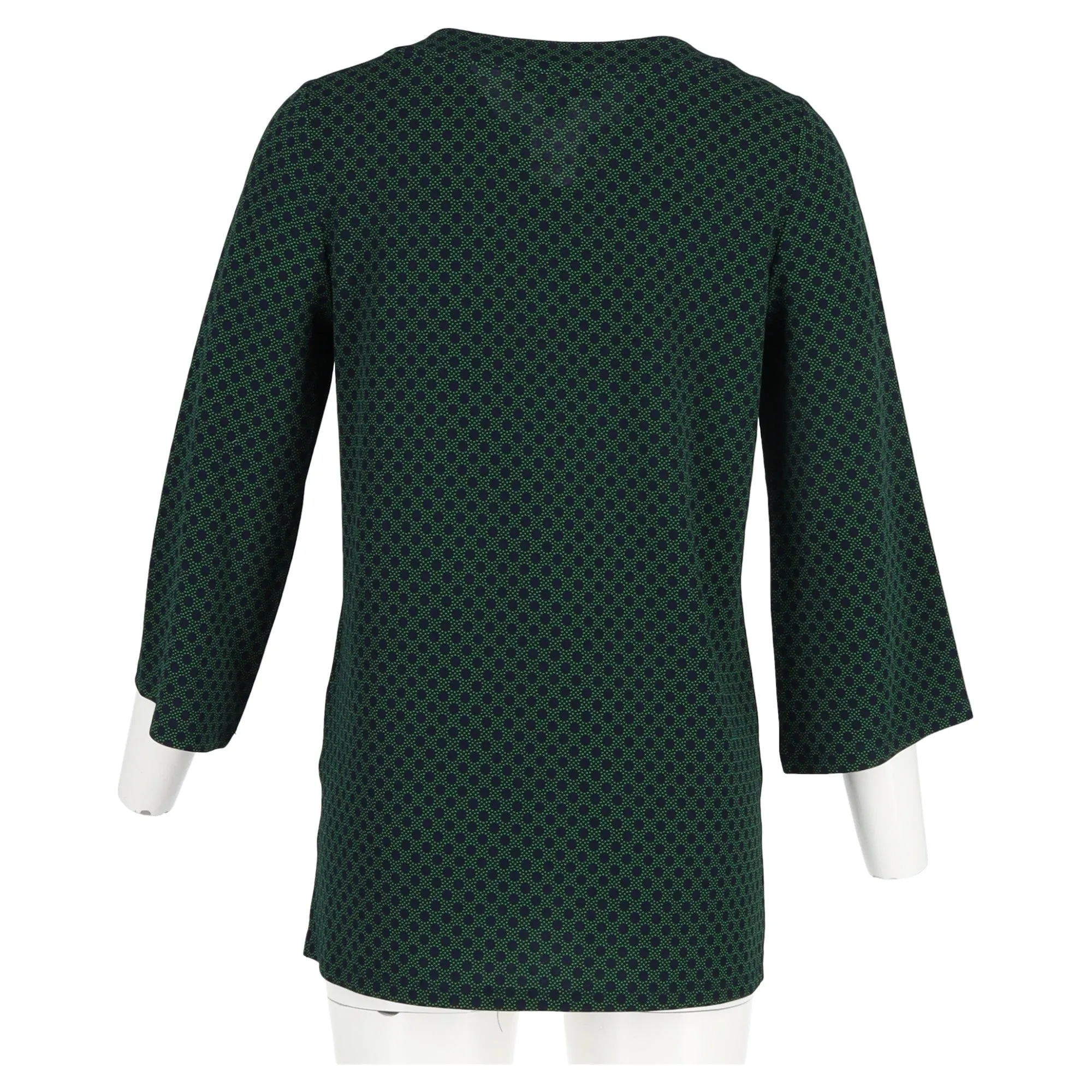 Michael Kors Polka Dot Print with Gold Embellishment Blouse in Green Polyester