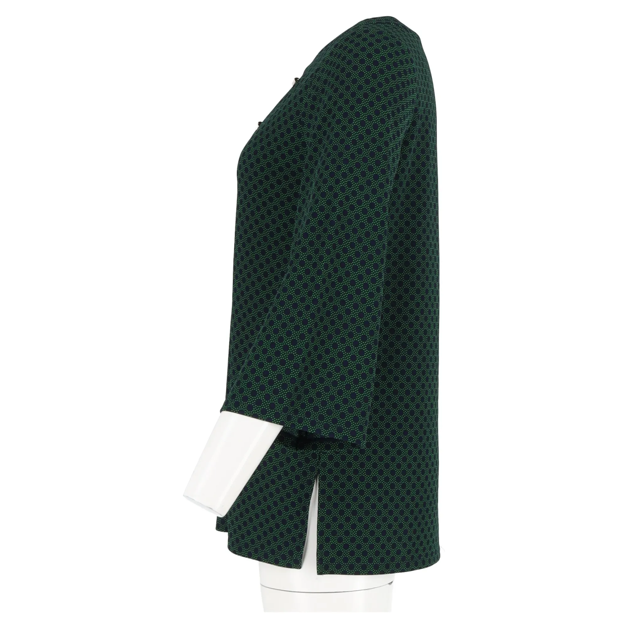 Michael Kors Polka Dot Print with Gold Embellishment Blouse in Green Polyester