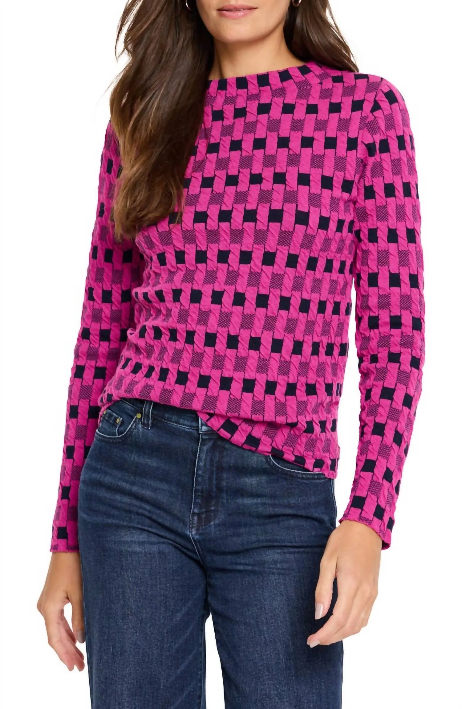 Mini Mock Geo Sweater Tee In Pink Multi