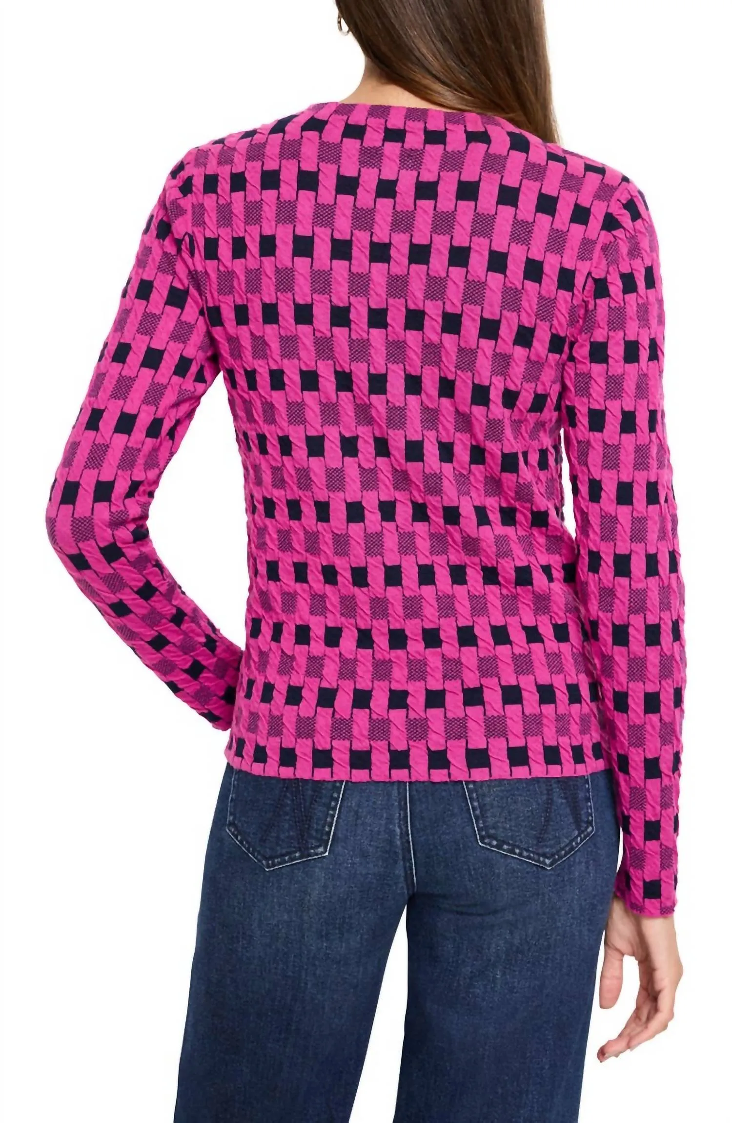 Mini Mock Geo Sweater Tee In Pink Multi