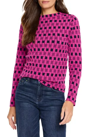 Mini Mock Geo Sweater Tee In Pink Multi
