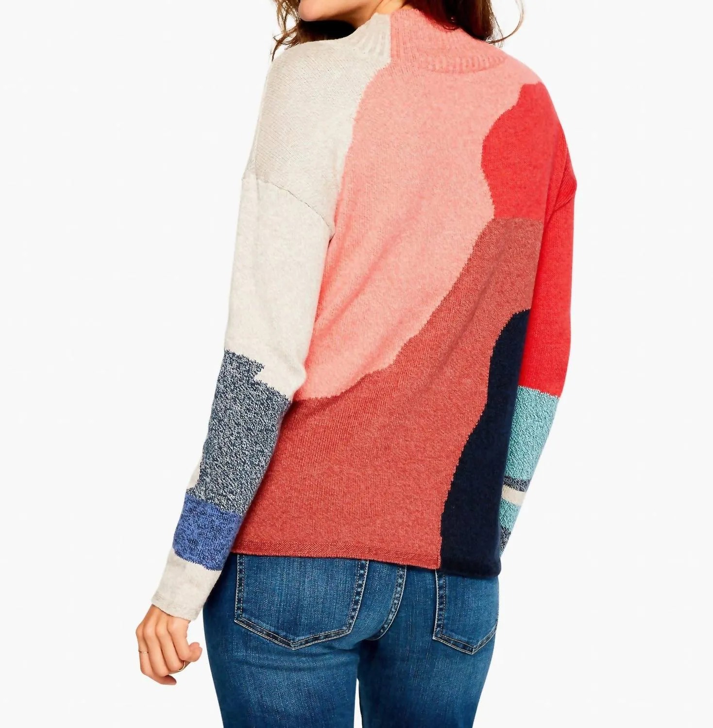 Mock Neck Intarsia Sweater In By The Fire