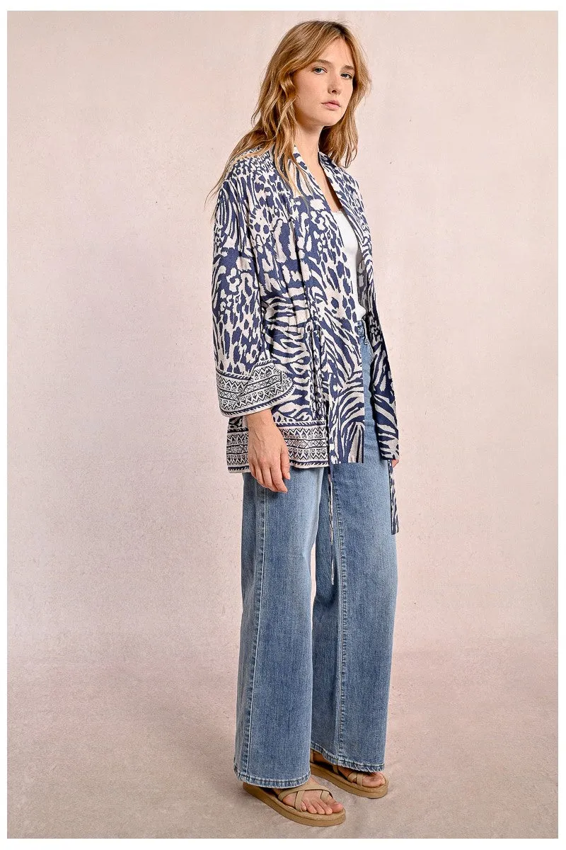 Molly Bracken Zebra Print Kimono Top