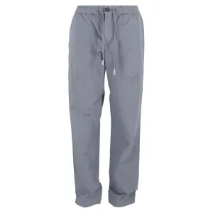 Mr. P. Drawstring Straight -Leg Trousers with Pockets in Grey Cotton